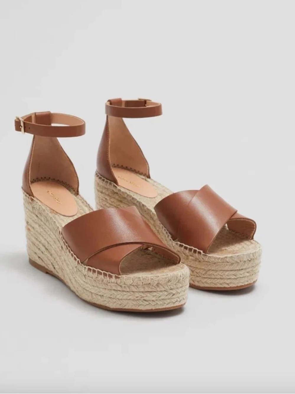 & OTHER STORIES Leather Espadrille Sandals Brown Womens Size 7